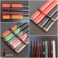 Buffalo Horn Fittings Rayskin Wrapped Rattan Wood Saya Sheath For Japanese Sword