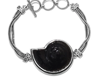 Artisa 32,10 ctw konstituiertes Schungit Knebelarmband Sterlingsilber - Bild 1 von 5