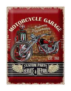 Blechschild Retro 30x40 cm Motorrad Motorcycle Garage Service Schild tin sign - Picture 1 of 5