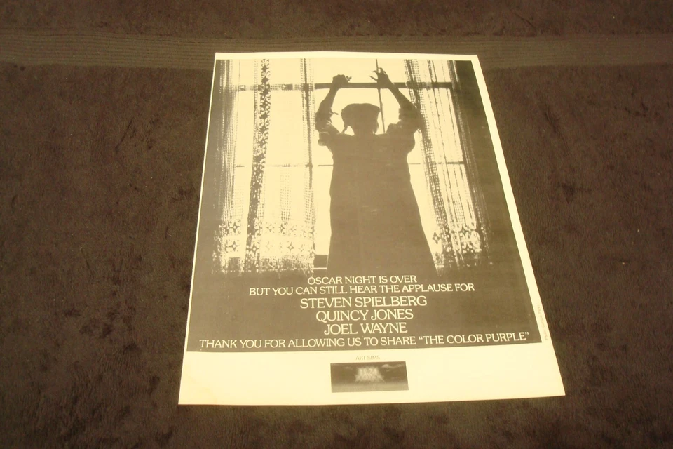 Anuncio Oscar 1986 EL COLOR PÚRPURA con Celie, Steven Spielberg, Quincy Jones Foto 1 de 1