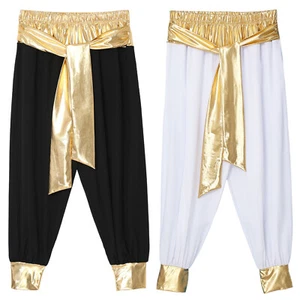 Mens Dress Up Performance Pants Deluxe Bloomers Arabian Prince Costume Tie-Up - Picture 1 of 25