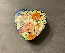 Vintage FETCO Paper Mache Trinket Box: Handmade - Floral Flowers Kashmiri India