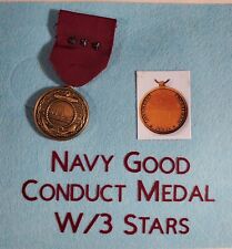 U.S. NAVY GOOD CONDUCT MEDAL AND RIBBON WITH 3 BRONZE STARS