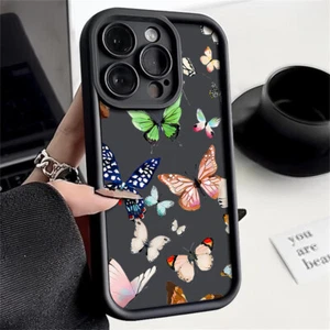 Für iPhone 15 14 13 Pro Max 12 11 XR 16 7 8 Stoßfest Schmetterling Soft Case Hülle - Bild 1 von 20