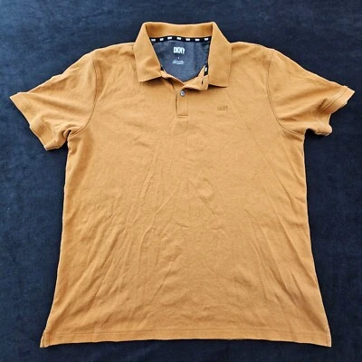 Camisa polo masculina DKNY marrom manga curta mistura de algodão G - Imagem 1 de 4