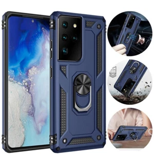 For Samsung Galaxy S21 Ultra S20 FE S10 Plus Shockproof Ring Holder Stand Case - Picture 1 of 16