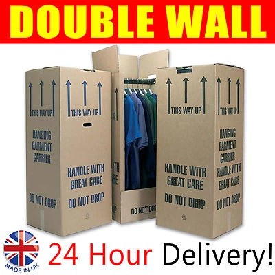 5 VERY LARGE 18" STRONG MOVING WARDROBE CARDBOARD BOXES A GRADE BOARD - Image 1 of 4