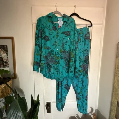 Conjunto de Pantalones Vintage Deadstock Croquet Club Plus Floral Con Botones Nuevo con Etiquetas 22W Foto 1 de 4