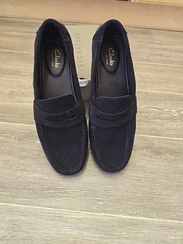 Scarpe mocassini uomo Clarks Signiture Corsley Bar blu navy scamosciate EU42 UK8