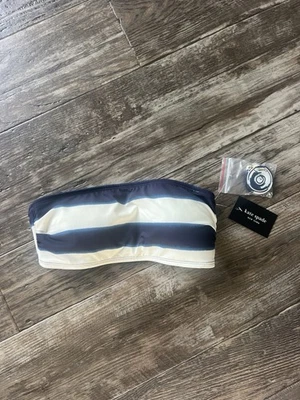 KATE SPADE BANDEAU BIKINI TOP Traje de Baño Top Talla Pequeña Azul Rayas Nuevo con Etiquetas Sin Tirantes Foto 1 de 4