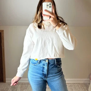 yellow label: weißes Cropped Langarmshirt - Bild 1 von 8