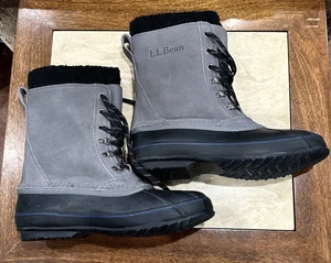 LL Bean Insulated Snow Boots Men’s 12 Gray/Black Sherpa Removable Lining 284892 - Picture 1 of 6
