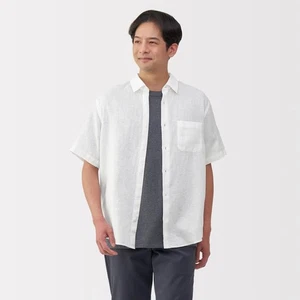 NWT MUJI 100% Washed Linen Stand Collar Men's Shirt - Size L - Picture 1 of 5