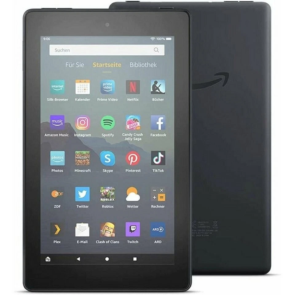 Amazon Fire 7 Tablet 16 GB (9. Generation) Schwarz + Silikonhülle - Bild 1 von 3