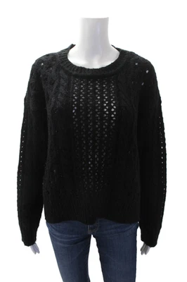 RD стиль женщин кабель трикотажа ворота длинные рукава свитер черный размер средний - Изображение 1 из 4