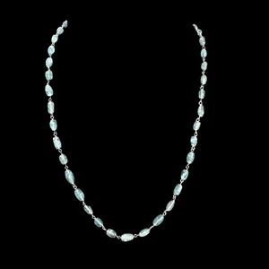 Collar de cuentas de aguamarina de colección en cadena de plata de ley y broche de langosta 17" - Imagen 1 de 7