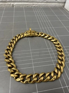 SPARK PAWS CUBAN LINK GOLD METAL DOG COLLAR NECKLACE - Picture 1 of 8