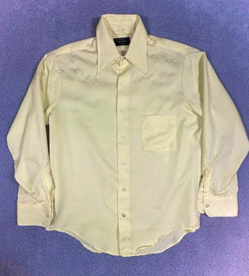 Vintage JC Penney Long Sleeve Shirt 15.5 X 32 Yellow No Iron 70s Checkered - Image 1 of 4