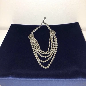 Antiker mehrstrangiger Milchglas Halsreif Halskette 1950 - Bild 1 von 5