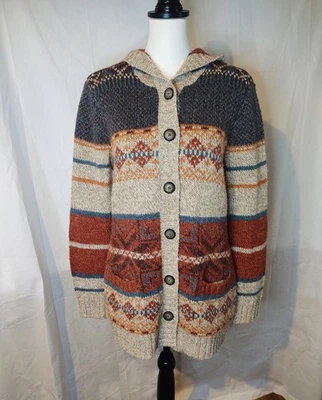 Royal Robbins Button Up Hooded Cardigan Sweater Sz L Front Pockets - Image 1 of 4