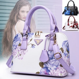 Women Fashion Classy Floral Purse Handbag Gorgeous Shoulder Bag Shell Shape - Picture 1 of 26