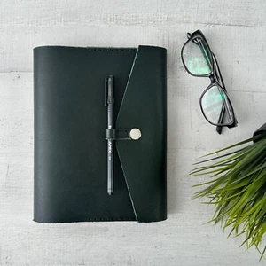 Dark green Leather Travel Journal, Rustic Leather Diary, Leather Notebook, Leath - Picture 1 of 7