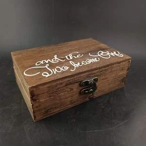 Wood Ring Bearer Box Wedding Engagement Ring Holder Box "And The 2 Became 1" OBO - Picture 1 of 5