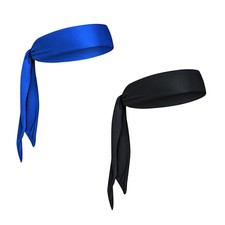 2pcs Blue & Black Swoosh Dri-Fit Head-Tie Headband Unisex Blue & Black