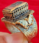 BEAUTIFUL POST MEDIEVAL ISLAMIC BRONZE OTTOMAN SEAL RING WITH KING SIGN STONE