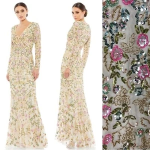 Mac Duggal 5503 long sleeve embellished floral gown dress size 4 NEW $698 - Picture 1 of 16