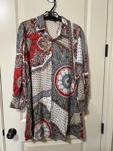 Cassee's Women's Long Sleeve Paisley Print Multi color Shirt Dress Size XL - Picture 1 of 6