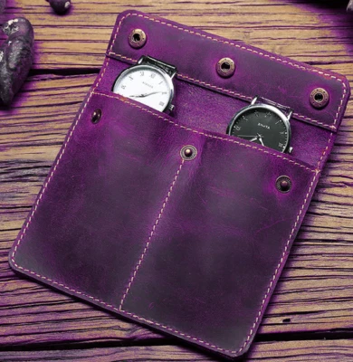 Reloj de pulsera Bolsa Soporte para bolígrafo Cuero de vaca Almacenamiento Estuche de bolsillo Bolsa Púrpura H392 Foto 1 de 3