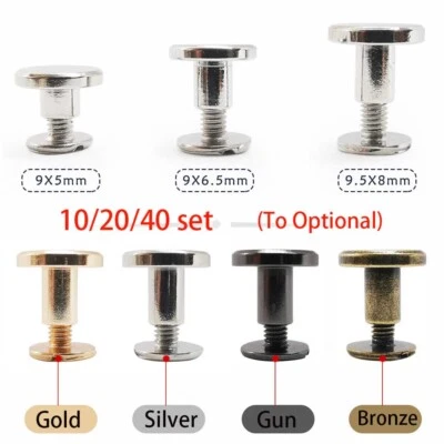 Flat Belt Screw Leather Craft Chicago Nail Brass Solid Rivet Stud Heads - Image 1 of 4