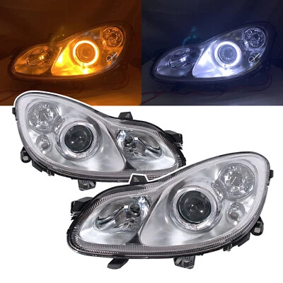 Fits Smart fortwo MK2 07-14 3D Guide LED Angel-Eye Headlight Chrome LHD - Bild 1 von 4