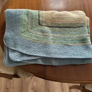 Vintage Afghan Crochet Knit Throw Blanket 48X63 COTTON Handmade - Picture 1 of 4