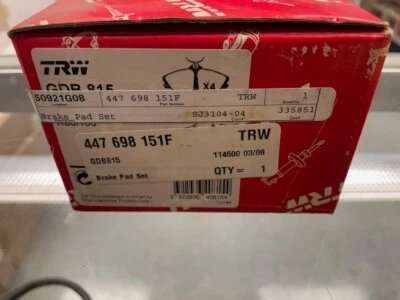 Pastilhas de freio dianteiro TRW GDB815 OEM para Audi 90 200 5000 Coupe Quattro - Imagem 1 de 2
