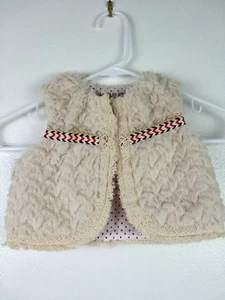 OshKosh Vest Genuine Kids Girl's 12-18 Months Beige Faux Fur Cardigan Toddler - Picture 1 of 7