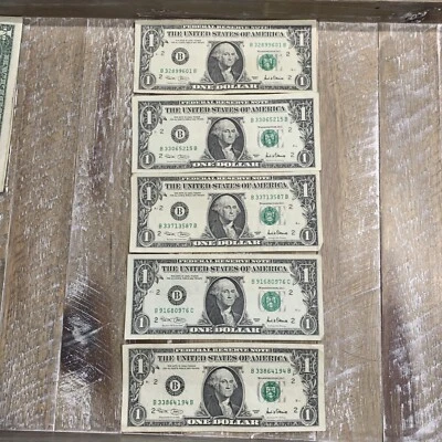 2001 $1 (ONE DOLLAR) (5)) Lot New York “B” Notes - Image 1 of 4