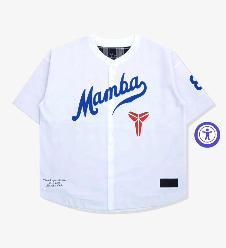 Nike Kobe Baseball Jersey Top Size Large White IB0007 100 Dodgers Kobe Bryant DS