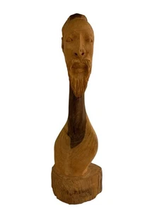 Vintage handgeschnitzte Holz afrikanische männliche Büste Skulptur signiert J Bruce 96 - Bild 1 von 10