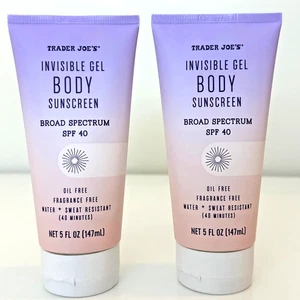 2X Trader Joe's Invisible Gel Body Sunscreen SPF 40 Oil Free 5oz Each - Imagen 1 de 2