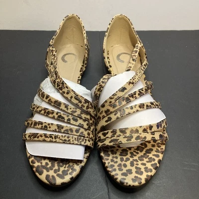 Sandalia Mujer Estampado Animal Hebilla Talla 7 Nueva Puntera Abierta Foto 1 de 4