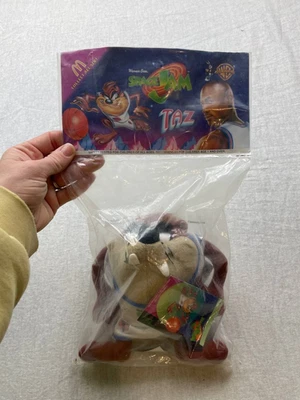 Винтажный 1996 McDonald's пространства джем TAZ плюшевый Looney Tunes запечатанный новый, баскетбол - Изображение 1 из 4