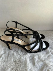 Nina Heels Womens Size 8M Black Strappy Beaded Slingback Dress Sandals NEW - Picture 1 of 9