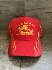 Sumter Swap Meets Hat Snapback Cap County Fairgrounds Flea Red Flames Vintage - Picture 1 of 8