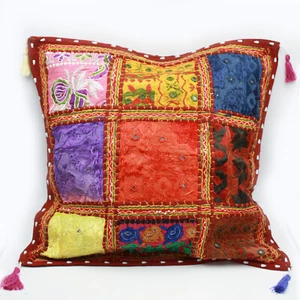Kissen Kissenhülle bestickter Patchwork Kissenbezug 40 cm x 40 cm Bunt ts - Bild 1 von 4