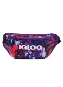 Igloo Seaside Fanny Pack Soft Sided 3 Can Cooler Insulated Floral Purple Retro - Picture 1 of 6
