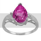 Gemstone Diamond Ring For Women Pear Shape Pink Topaz & Diamond Ring in 10K Gold