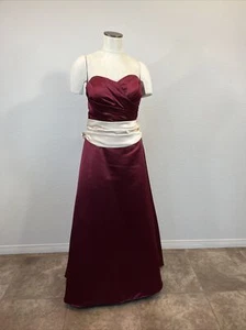 50’s Formal Dress Wine Satin Ballgown Strapless Dior Y2K 90s Bridesmaids Wedding - Picture 1 of 8