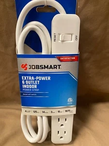 6-Outlet Power Strip, 4Ft Extension Cord White - Picture 1 of 6